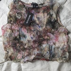 Pink Clove Mesh Printed Top